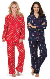 Navy Christmas Dogs and Red Polka-Dot Boyfriend PJs Gift Set image number 0