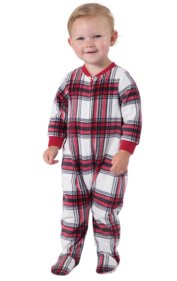Fireside Plaid Fleece Onesie Infant Pajamas image number 0
