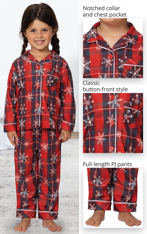 Americana Plaid Snowflake Toddler Pajamas image number 3