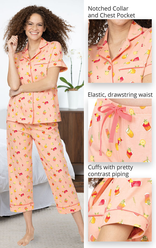 Short-Sleeve Printed Boyfriend Capri Pajamas image number 3