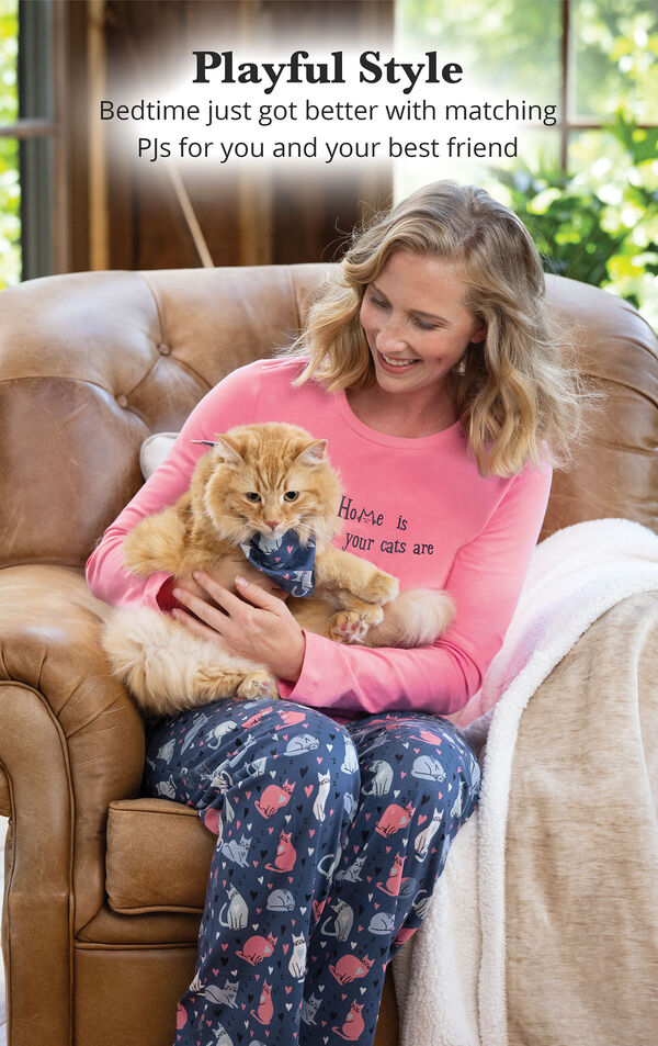 Home Is Where Your Cats Are Matching Pet & Owner PJs image number 1
