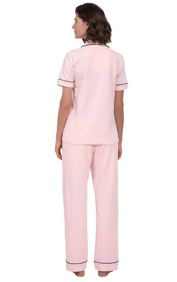 Solid Jersey Short-Sleeve Boyfriend Pajamas - Pink