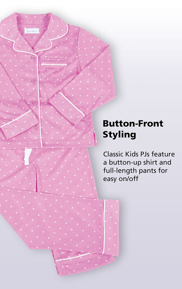 Button-Front Girls Pajamas - Lavender Polka Dot image number 3