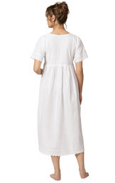 Model wearing Helena Nightgown in White for Women, facing away from the camera image number 1