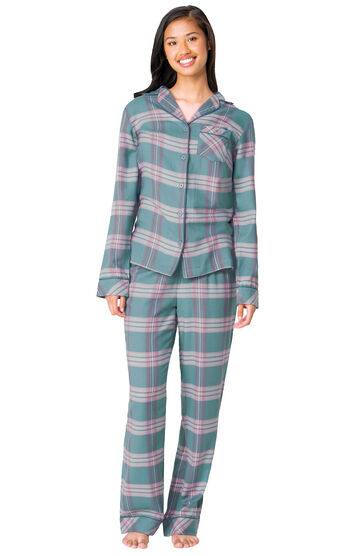 World's Softest Flannel Boyfriend Pajamas - Teal Plaid