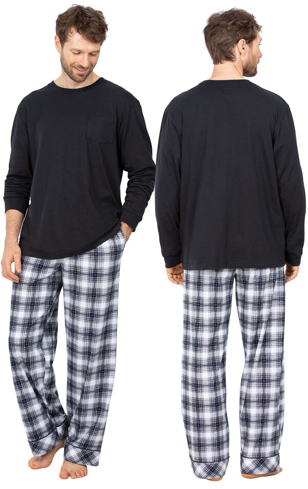 Plaid Pullover Men's Pajama - Black & White