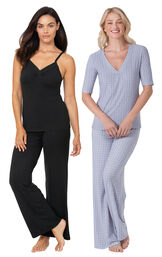 Black Naturally Nude Cami PJs and Blue Naturally Nude PJs image number 0