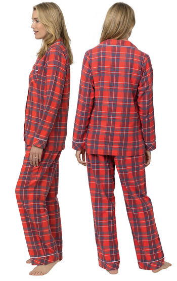 Americana Plaid Button-Front Pajamas - Red & Blue