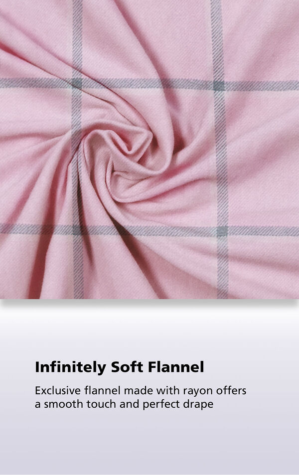 Pink World's Softest fabric with the following copy: Exclusive flannel made with rayon offers a smooth touch and perfect drape image number 5