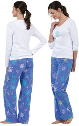 Model wearing Flakey Flannel Pajamas, facing away from the camera and then facing to the side image number 1