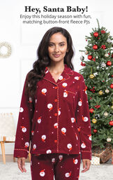 Santa Fleece Women's Pajamas image number 2
