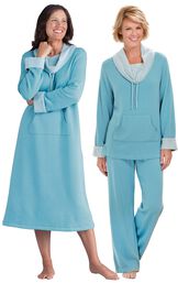 Models wearing World's Softest Nighty -Teal and World's Softest Pajamas - Teal. image number 0