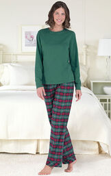 Red & Green Plaid Cotton Flannel Christmas Womens Pajamas image number 2