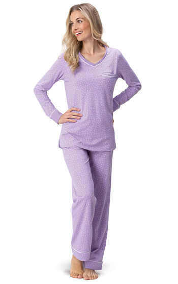 Classic Polka-Dot Pullover Pajamas  - Lavender