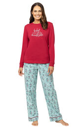 Green Holiberry Jersey Top Flannel Pajamas image number 0