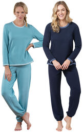 Navy and Teal World's Softest Jogger PJs image number 0