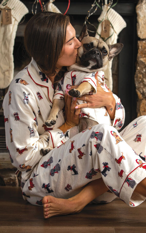 Christmas Dog Print Flannel Pajamas for Dog & Owner