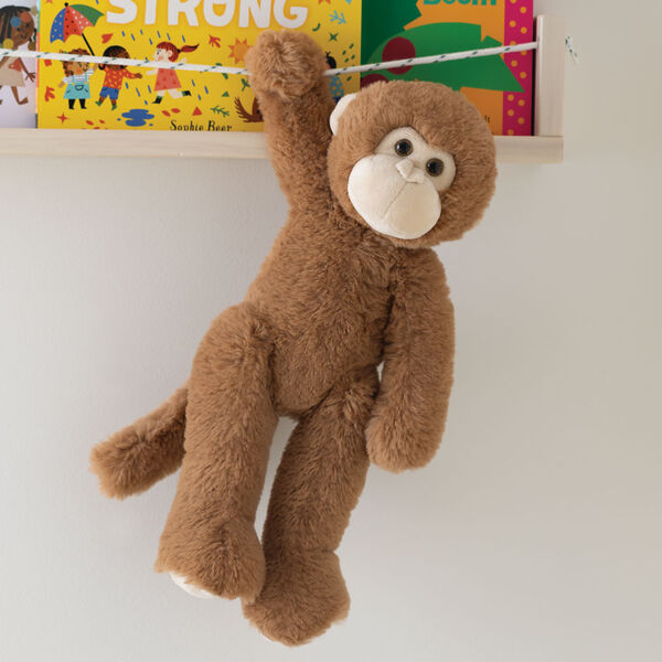 15" Buddy Monkey - Front view of Monkey weighted stuffed animal swinging from a line like they are in the jungle image number 1