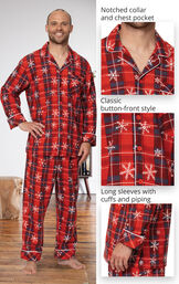 Americana Plaid Snowflake Men's Pajamas image number 3