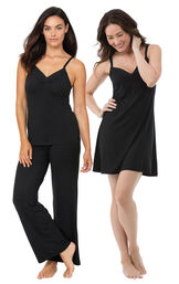 Black Naturally Nude Cami PJs and Chemise Gift Set image number 0