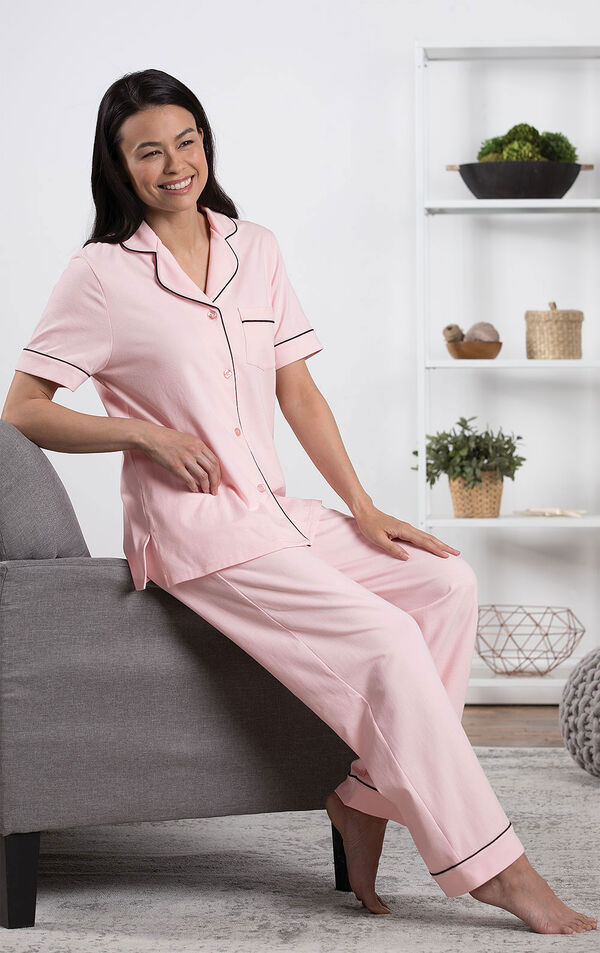 Solid Jersey Short-Sleeve Boyfriend Pajamas image number 3