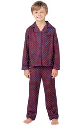 Model wearing Deep Red Print Button-Front PJ for Kids image number 0