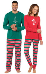 Christmas Stripe His & Hers Matching Pajamas image number 0