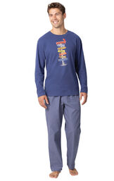 Model wearing Navy Blue Stripe Margaritaville PJ with Graphic Tee for Men image number 0