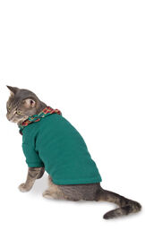 Model wearing Red and Green Christmas Tree Plaid PJ for Cats image number 0