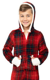 Cozy Holiday Hoodie-Footie Boys Pajamas image number 4