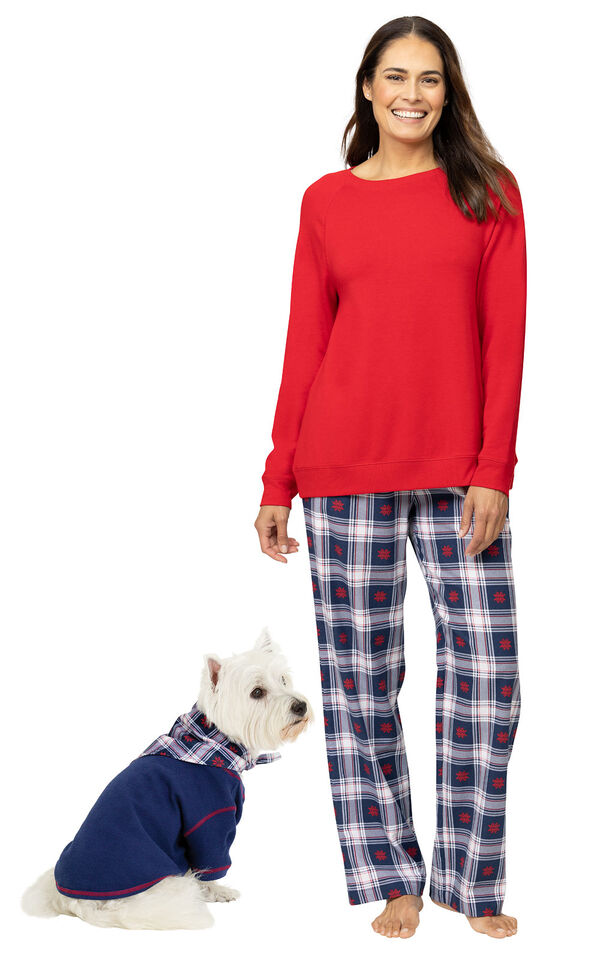 Snowfall Plaid  Matching Soft French Terry & Flannel Pet & Owner Pajamas image number 0