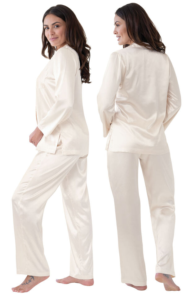 Smooth Seduction Satin Button-Front Pajamas image number 3