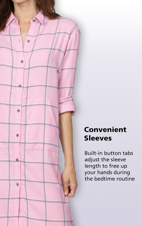 Built-in button tabs adjust the sleeve length to free up your hands during the bedtime routine image number 4