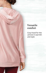Pink Ribbed Velour Hoodie Legging Pajamas for Women image number 3