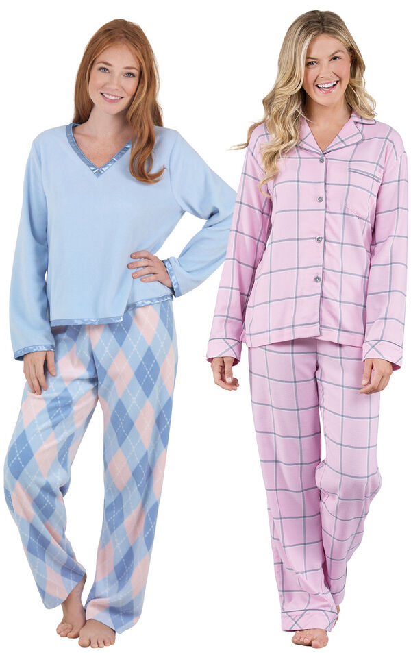 Snuggle Fleece Argyle and Pink World's Softest Flannel Boyfriend PJs - Tall image number 0