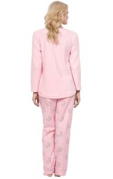 Model wearing Pink Snuggle Bunny Print PJ for Women, facing away from the camera image number 1