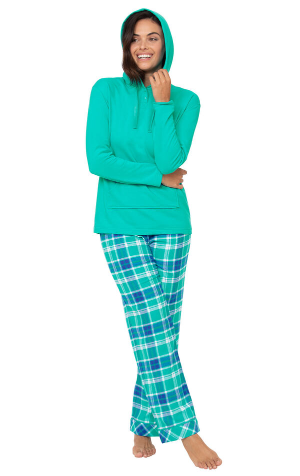 Wintergreen Plaid Hooded Women's Pajamas image number 0