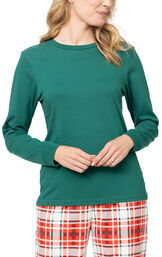 Modern Plaid Pullover Women's Pajamas - Evergreen image number 3
