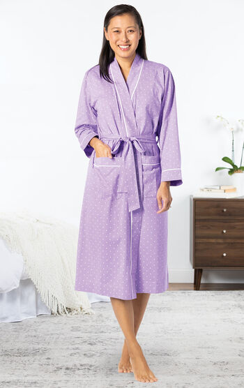 Classic Polka-Dot Mid-Length Robe - Lavender