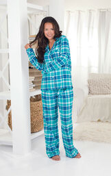 Women's Bright Plaid Boyfriend Flannel Pajamas image number 4