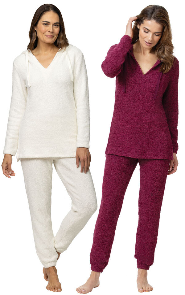 Ivory & Deep Fuchsia Cozy Escape Pajama Gift Set image number 0