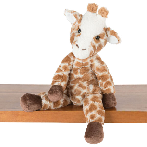 15" Buddy Giraffe - brown and tan print giraffe with dark brown hooves and brown eyes sitting on shelf image number 0