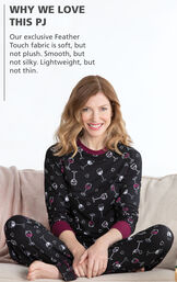 Model wearing Wine Down Pajamas with the following copy: Why We Love This PJ: Our exclusive Feather Touch fabric is soft, but not plush. Smooth, but not silky. Lightweight, but not thin or see-through. Did we mention the four-way stretch and easy care? image number 2