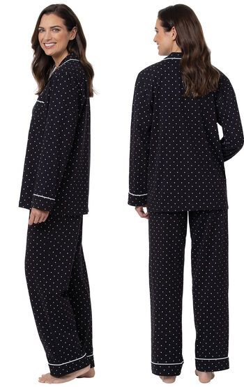 Classic Polka-Dot Women's Pajamas - Black & Pewter