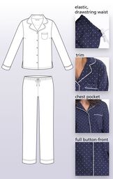 Classic Polka-Dot Women's Pajamas - Navy image number 4