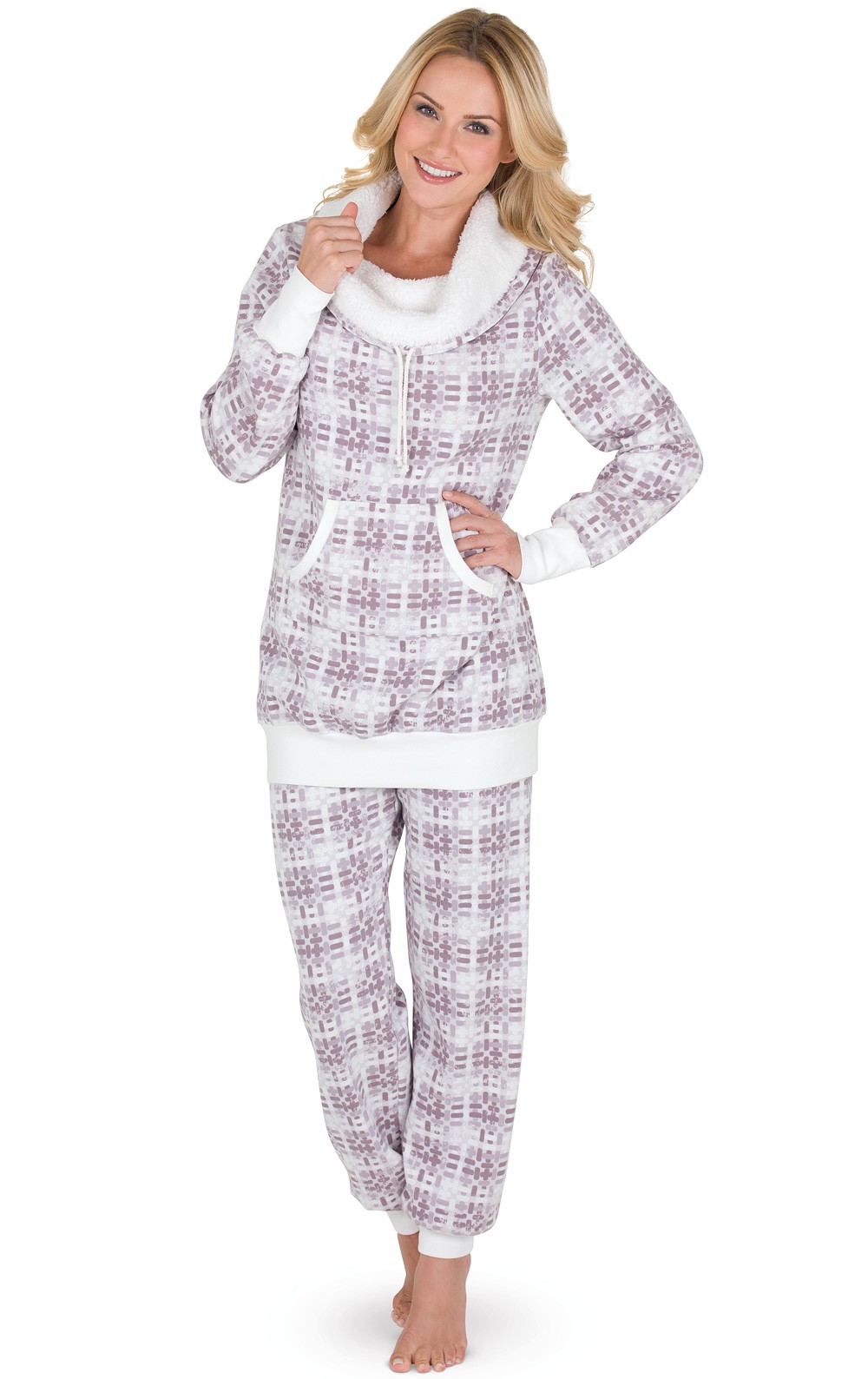 PajamaGram Big Girls Fleece Button-Front Pajama Set 