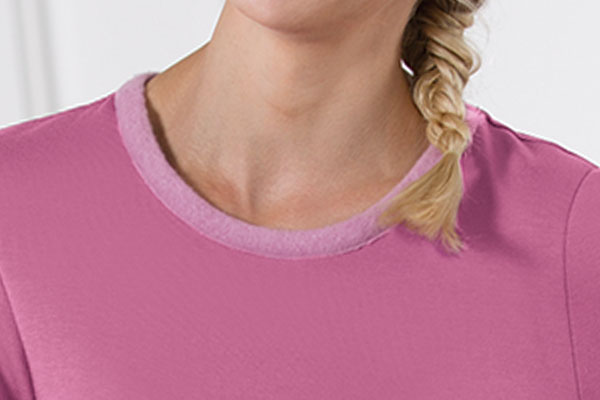 A detail image of the World's Softest Pajamas neck line