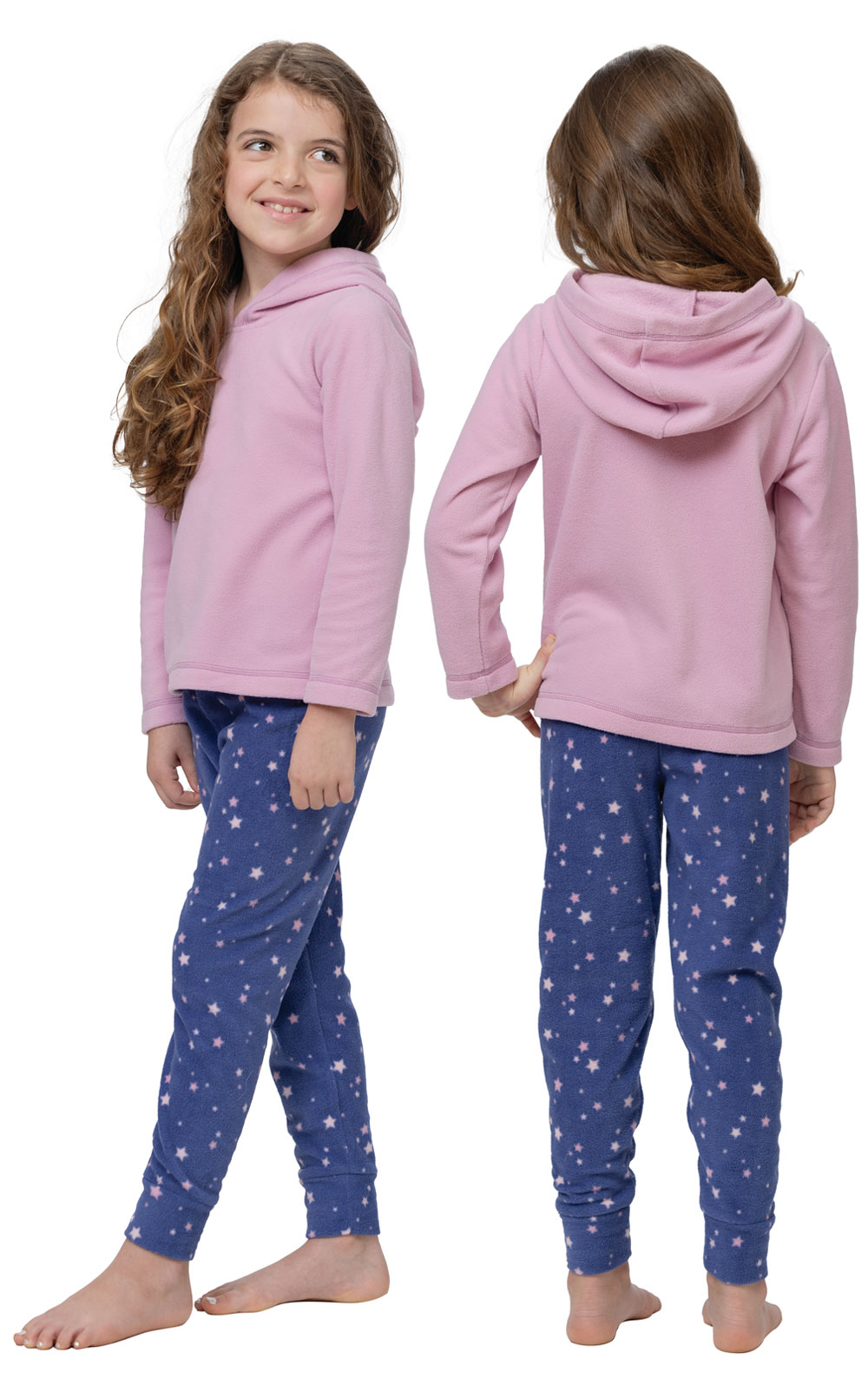 Snuggle Fleece Hoodie Kids Pajamas - Purple & Stars in Kid's Fleece ...