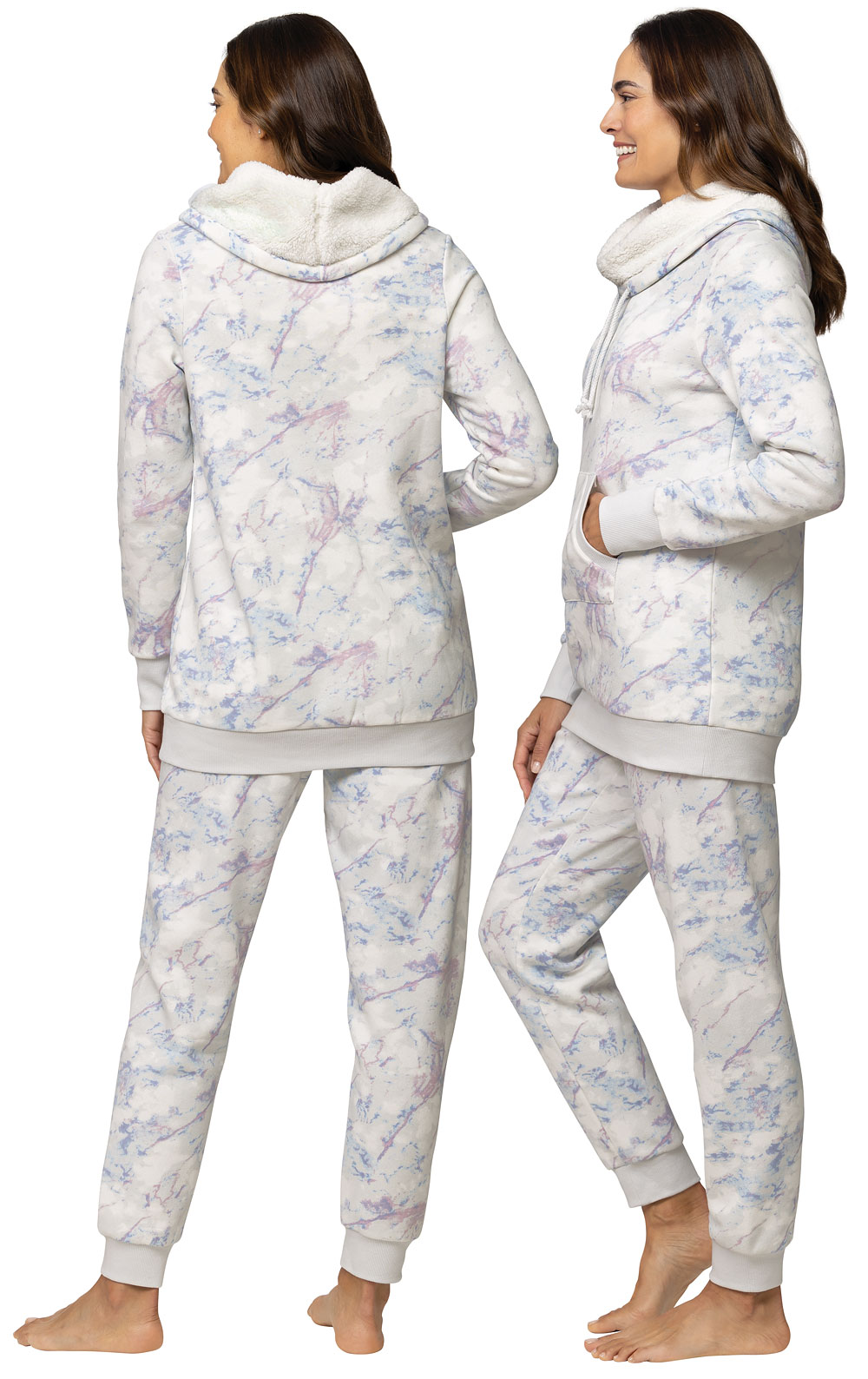 Marbled Shearling Rollneck Pajama Set XL in Women's Fleece Pajamas, Pajamas  for Women