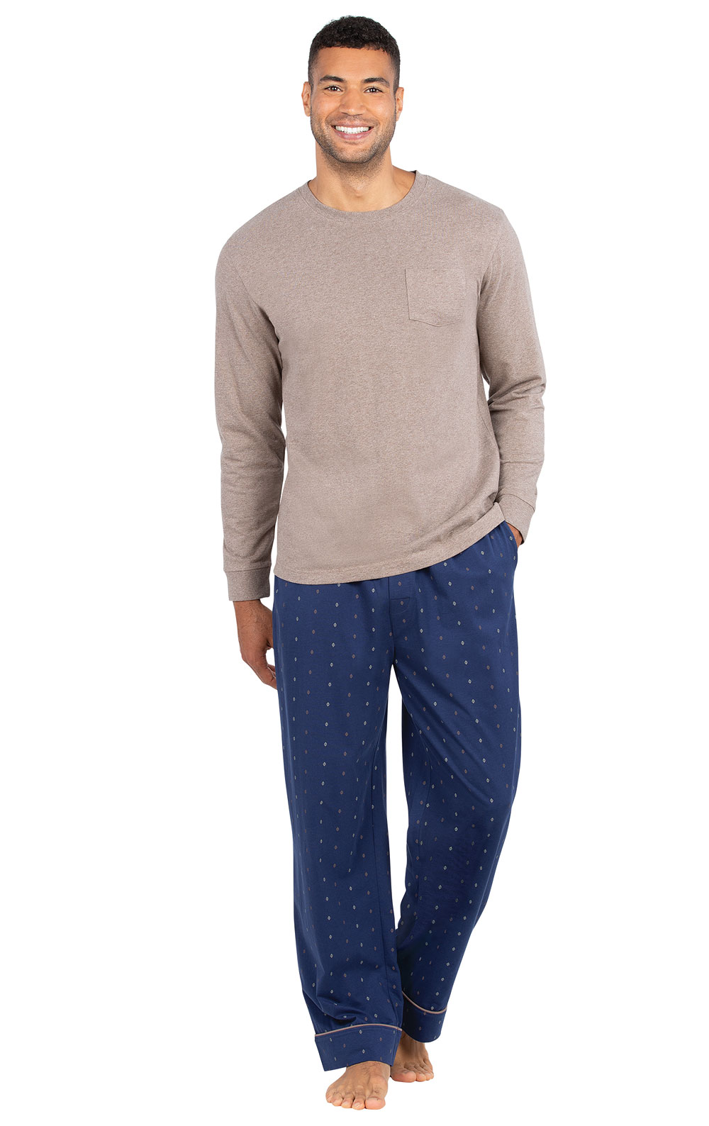 Men's Pullover Pajamas - Brown & Navy in Men's Cotton Pajamas | Pajamas ...